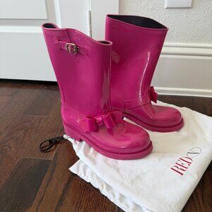 Valentino Bright Pink Rain Boot, Size 38